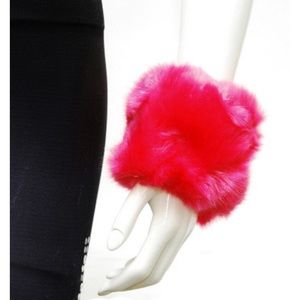 Pair Fuschia Pink Faux Fur Cuffs